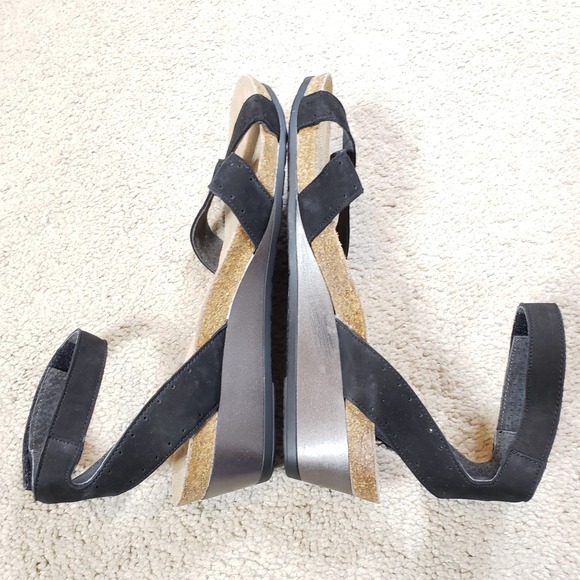 Naot Sandals Womens 41 (10 / 10.5) Casual Open Toe Wedge Slingback Black Leather - Picture 6 of 9